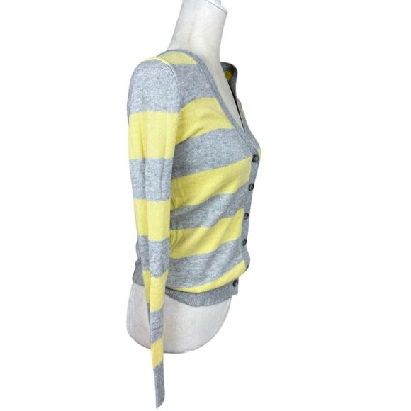 GAP Sweater Womens Size S Yellow Gray Rugby Cashmere Blend Y2K Cardigan Vintage‎ - Picture 6 of 11